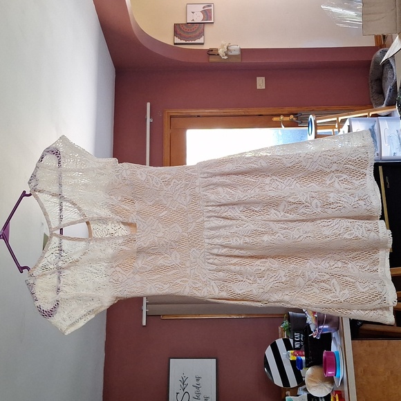 Cream and Nude Crochet Mini Dress by Speechless - Picture 2 of 8